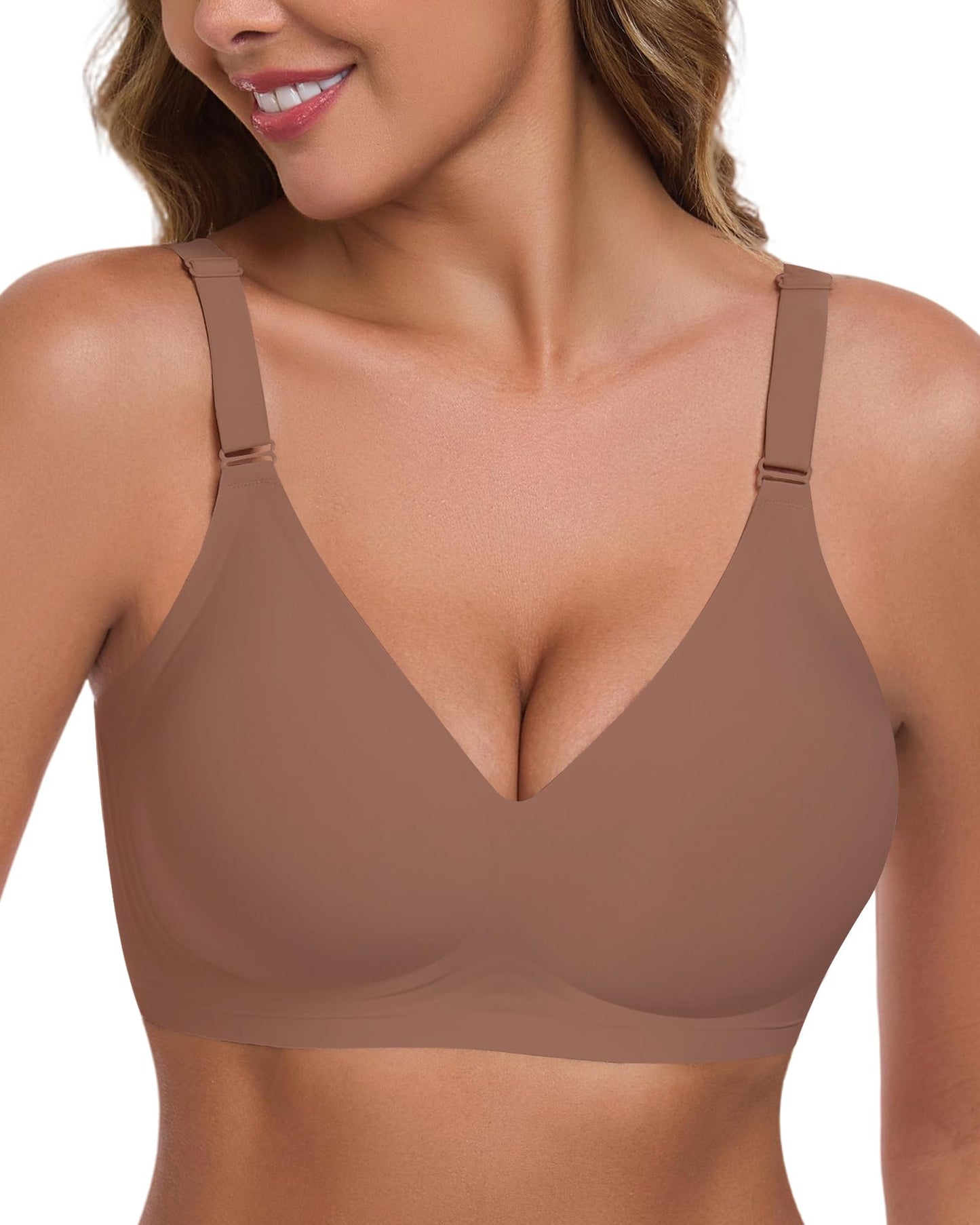 Wireless Push Up Seamless Tshirt Bra No Show Padded Wirefree Full Coverage Comfortable Bras with Support and Lift