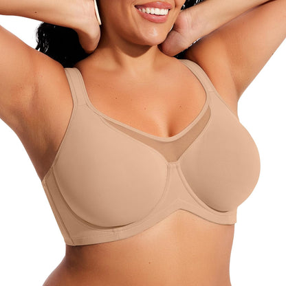 Minimizer Bras for Women Full Coverage Unlined Plus Size Supportive Underwire Bras for Everyday