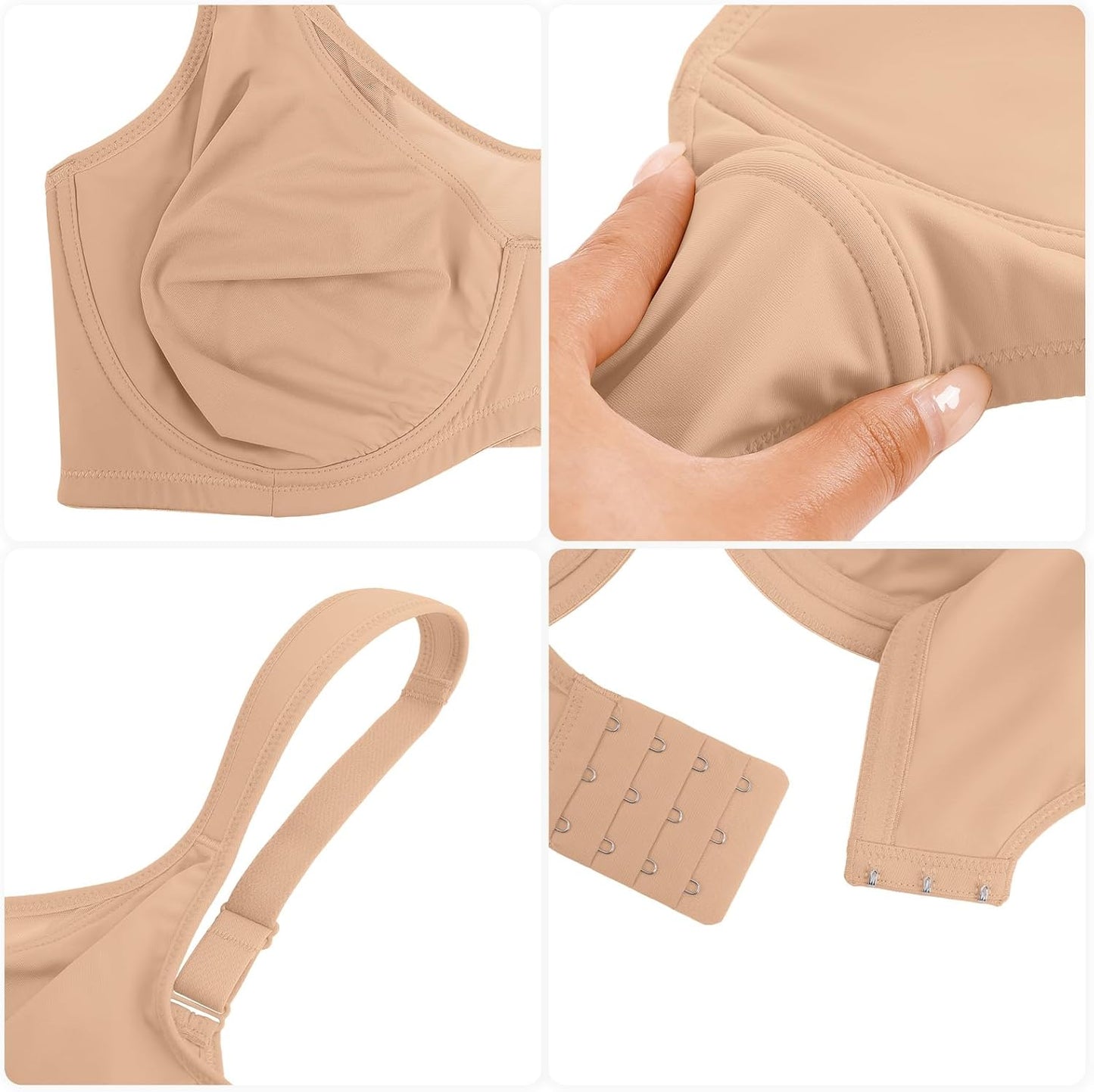 Minimizer Bras for Women Full Coverage Unlined Plus Size Supportive Underwire Bras for Everyday